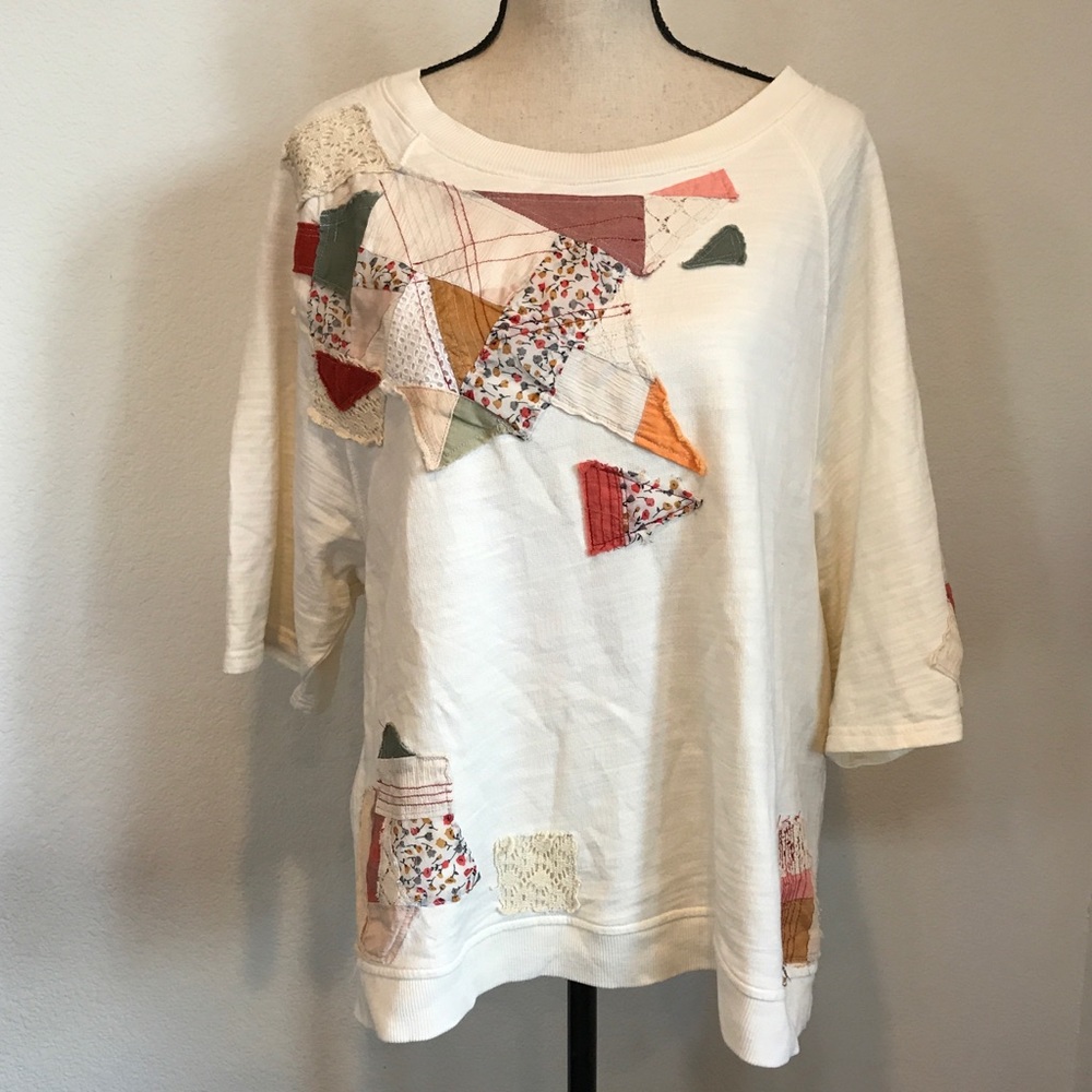 Anthropologie Pullover Sweater Patched Large